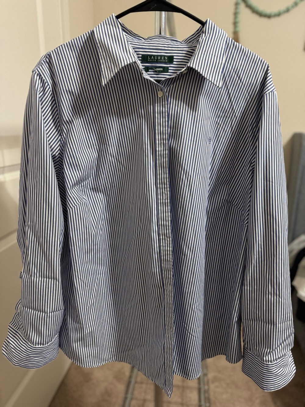 Lauren Ralph Lauren Navy and White Pinstripe Dress Shirt